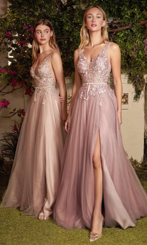 Sheer-Lace Bodice Long Prom Ball Gown A1045 sold by PromGirl