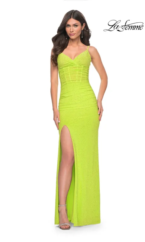 La Femme Bright Long Beaded Prom Dress 32338 sold by PromGirl