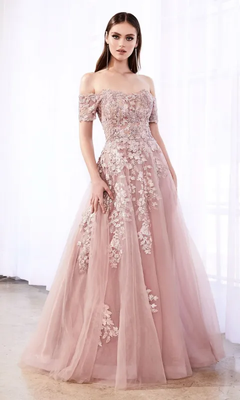 Floral-Embroidered Long A-Line Prom Dress C20 sold by PromGirl
