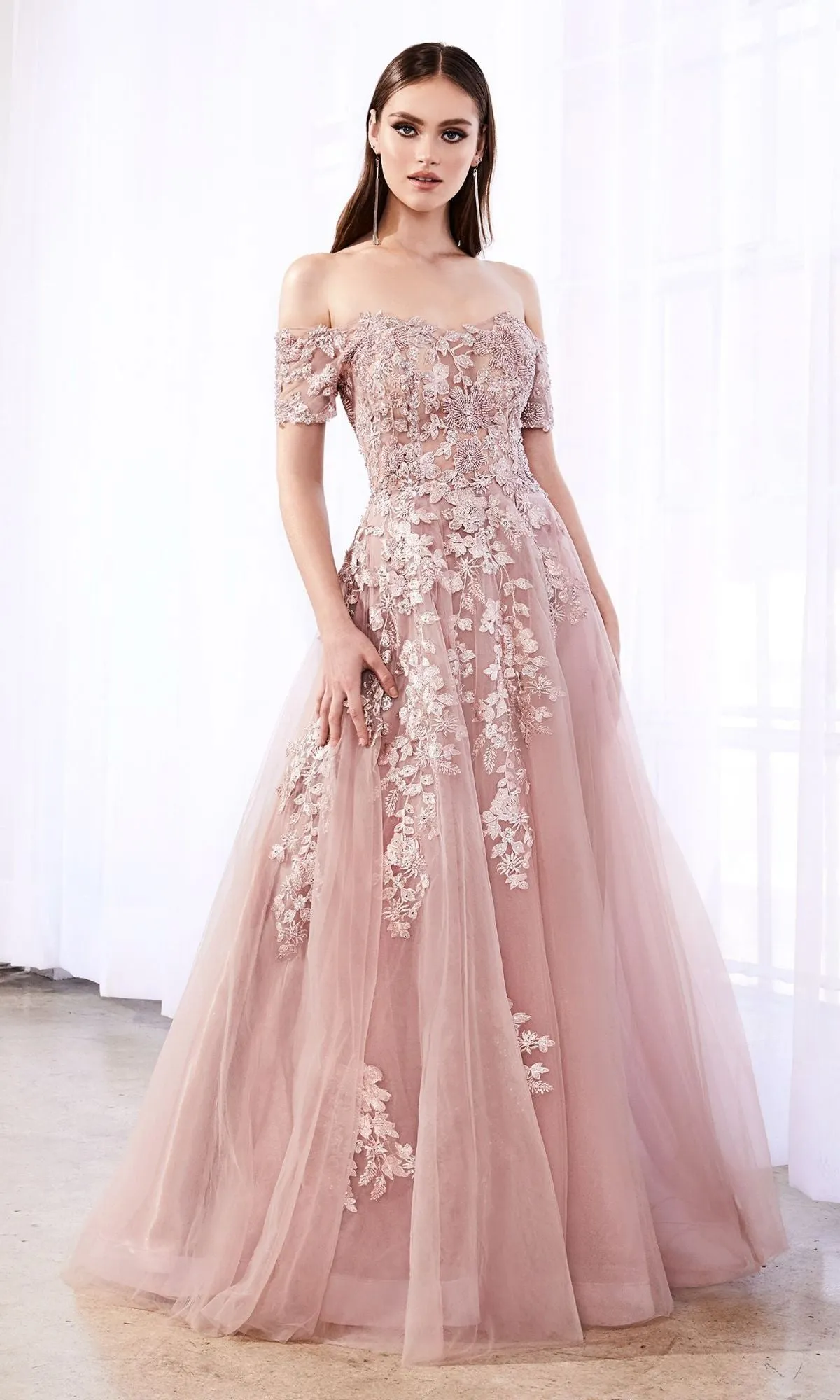 Floral-Embroidered Long A-Line Prom Dress C20 sold by PromGirl