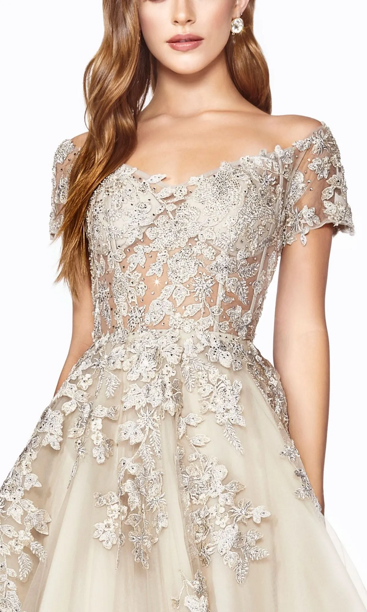 Floral-Embroidered Long A-Line Prom Dress C20 sold by PromGirl product image thumbnail 4