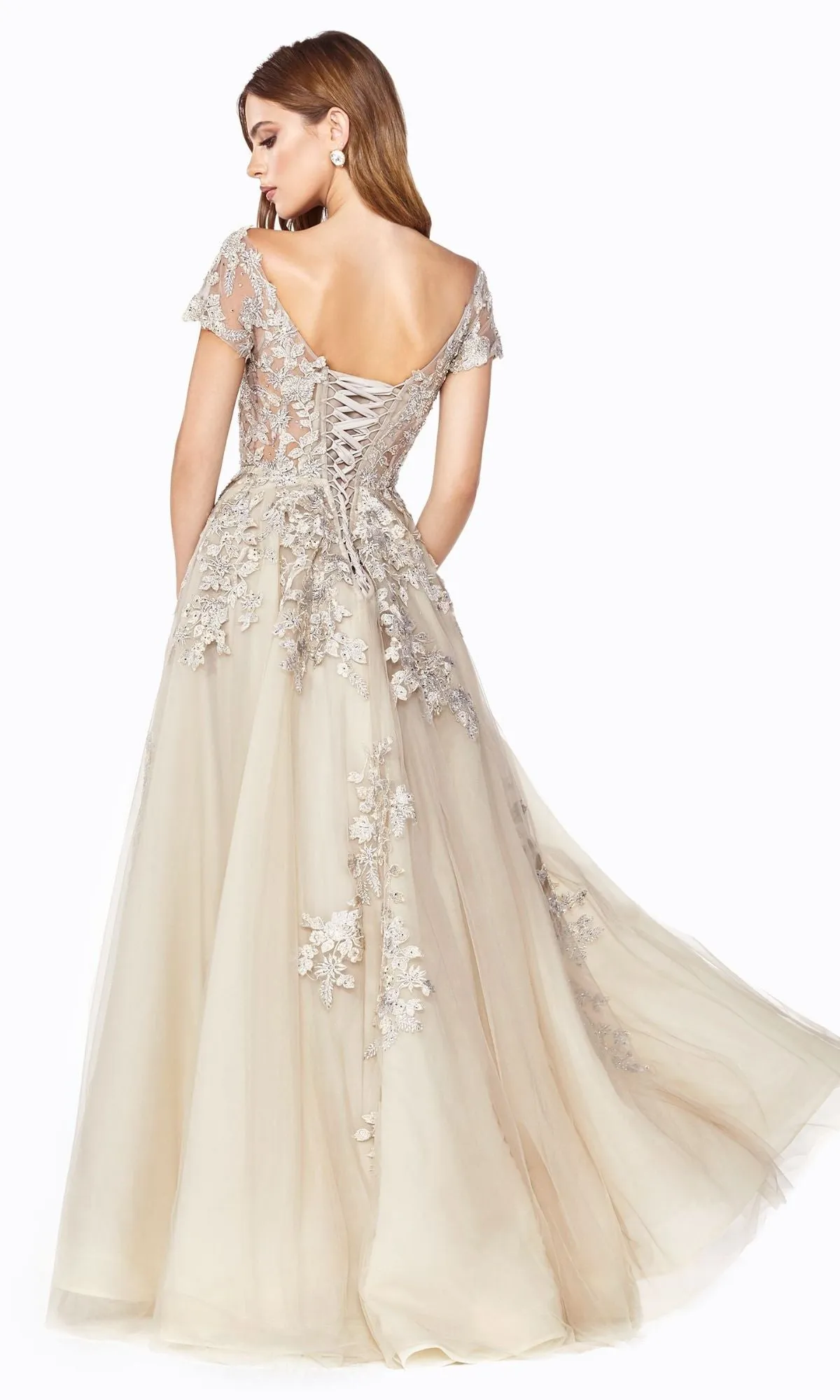Floral-Embroidered Long A-Line Prom Dress C20 sold by PromGirl product image thumbnail 3