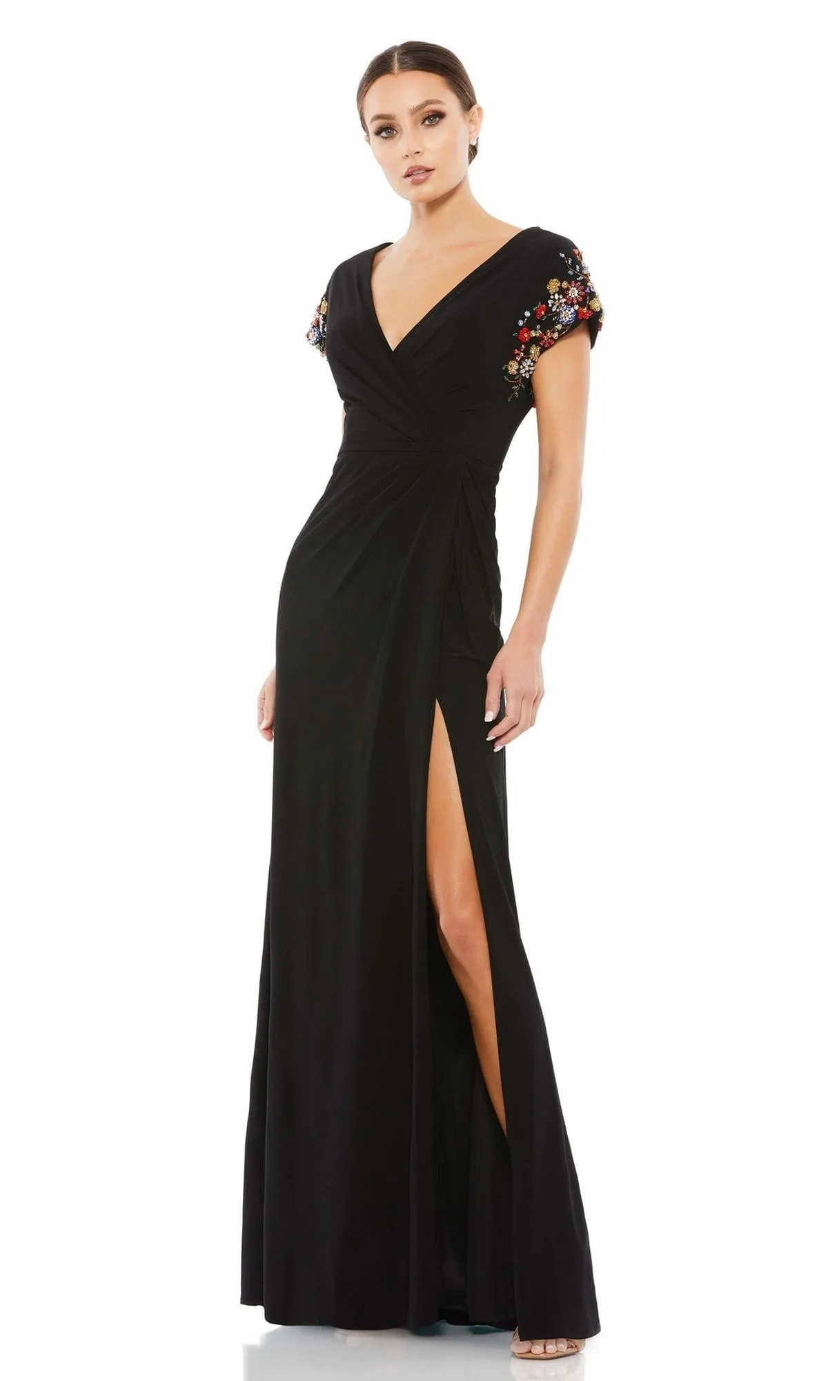 Cap-Sleeve Long Formal Gown: Mac Duggal 55709 sold by PromGirl