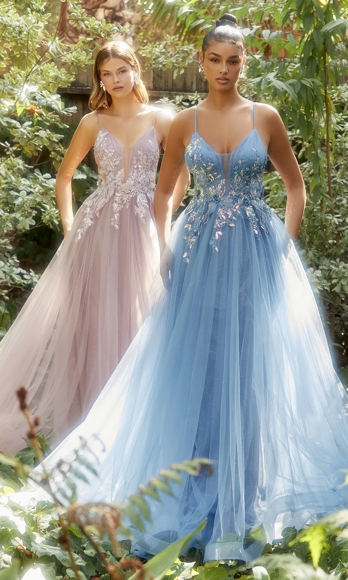Sequin-Applique Long Tulle Prom Dress A1143 sold by PromGirl