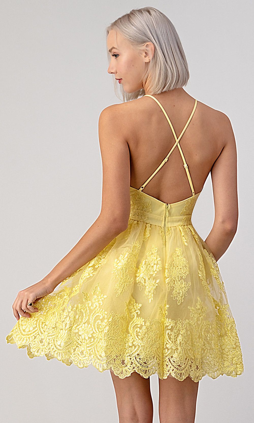 High-Neck Short Lace A-Line Graduation Dress sold by PromGirl product image thumbnail 2