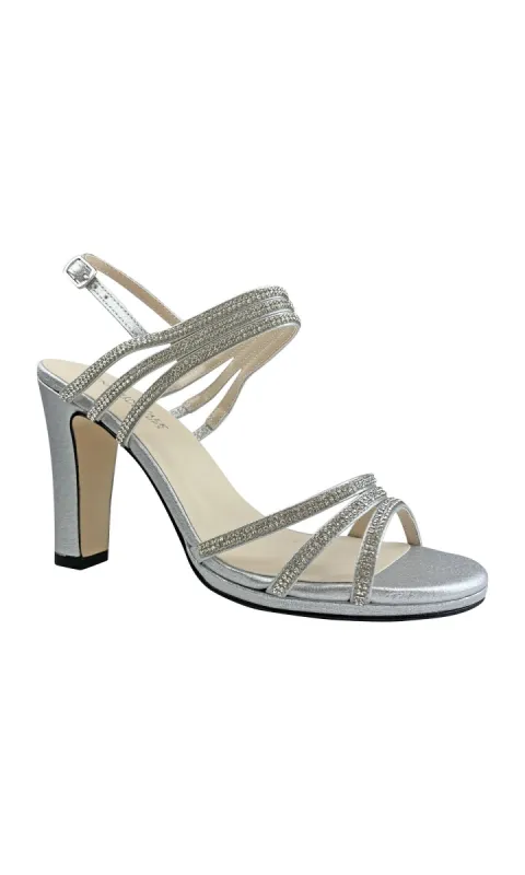 Elizabeth Silver Strappy Prom Shoes 4535 by Touch Ups sold by PromGirl