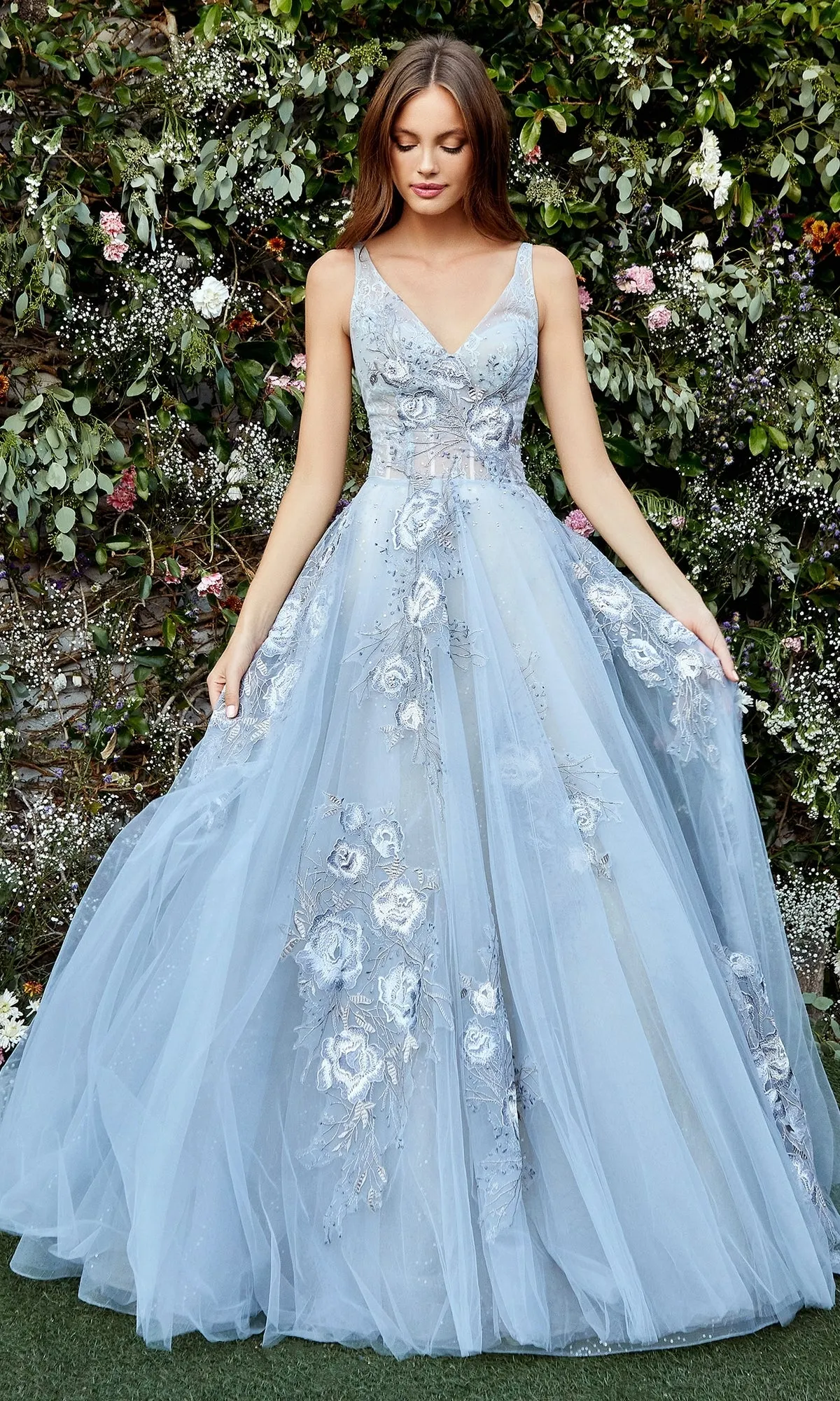 Floral-Embroidered Long Prom Ball Gown A0893 sold by PromGirl product image thumbnail 2