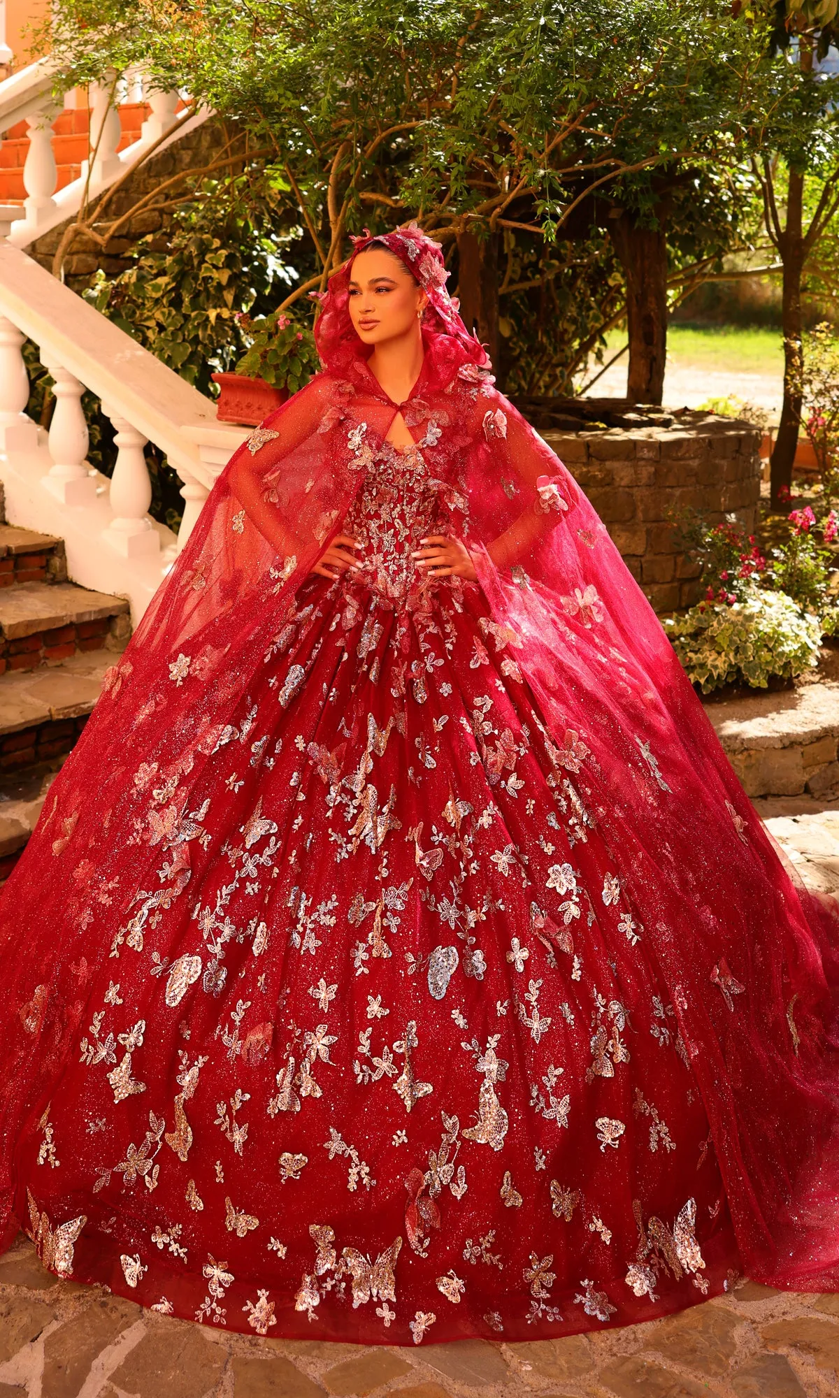 Amarra 54260 Corset Quinceañera Dress with Cloak sold by PromGirl
