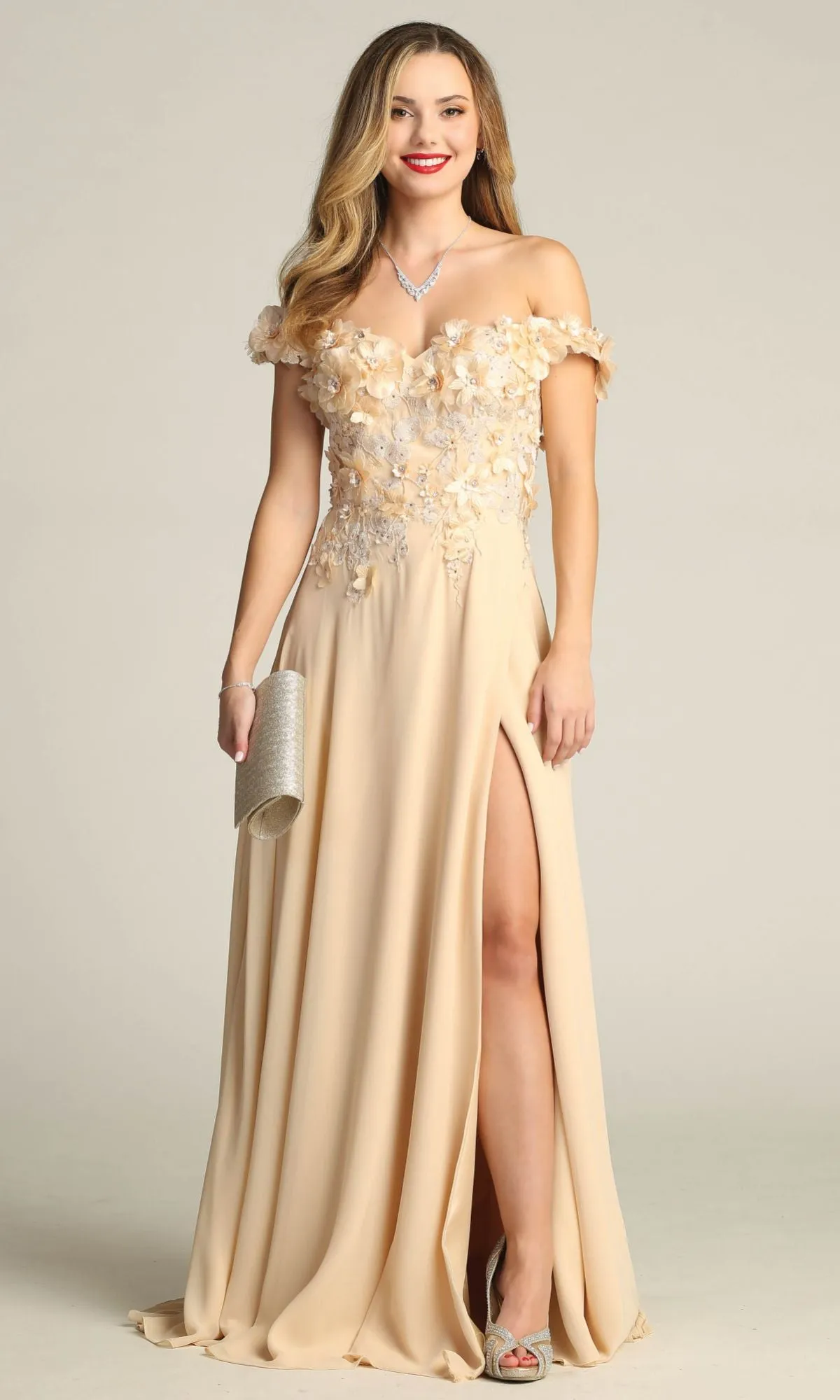 Off-Shoulder Long A-Line Prom Dress: Chicas CHF3059 sold by PromGirl product image thumbnail 3