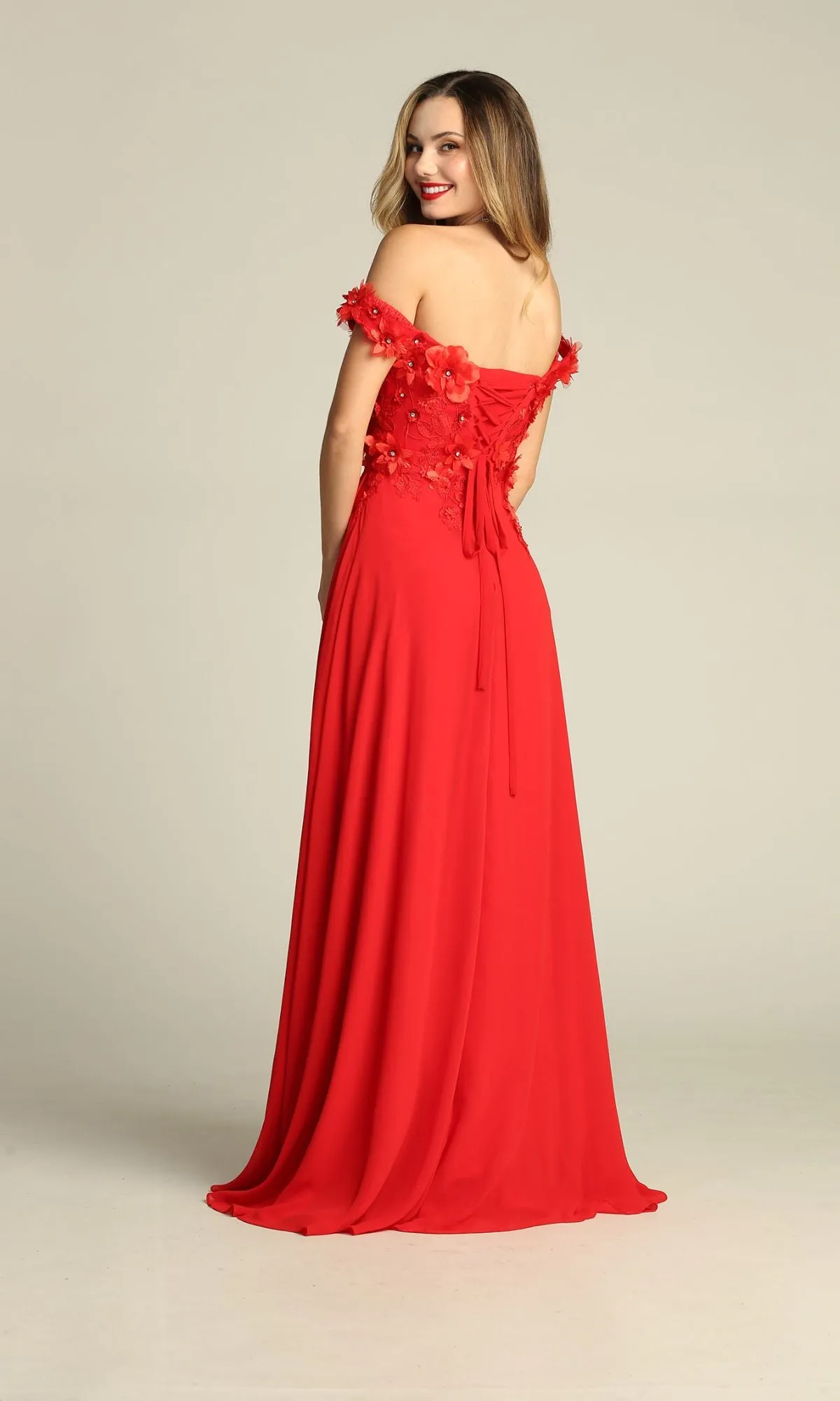 Off-Shoulder Long A-Line Prom Dress: Chicas CHF3059 sold by PromGirl product image thumbnail 4