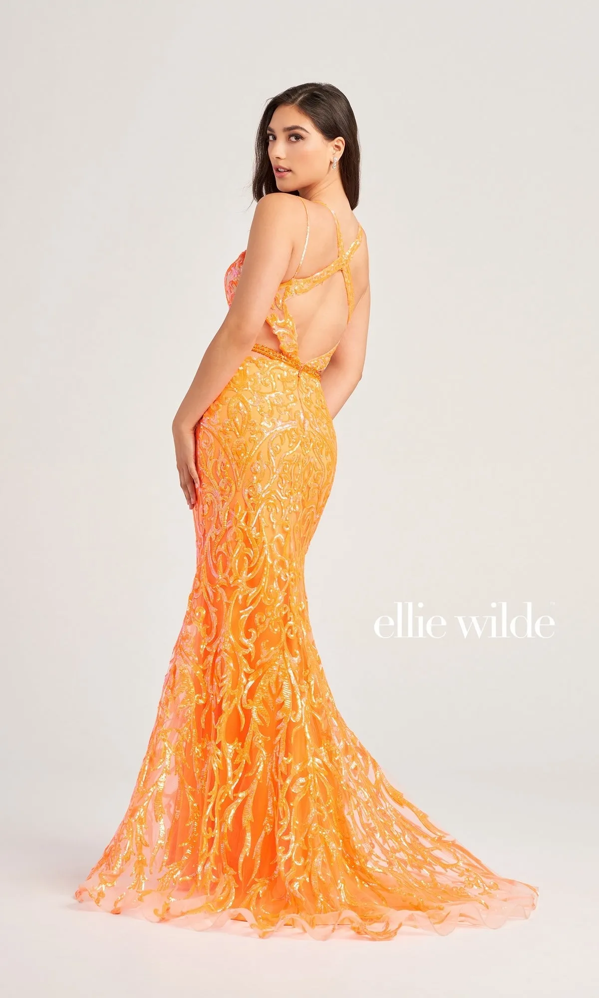 Ellie Wilde Cut-Out Long Sequin Prom Dress EW35007 sold by PromGirl product image thumbnail 2