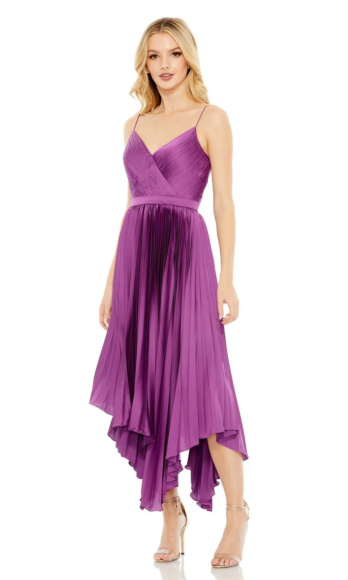 Short Purple Wedding Guest Dress: Mac Duggal 49637 sold by PromGirl
