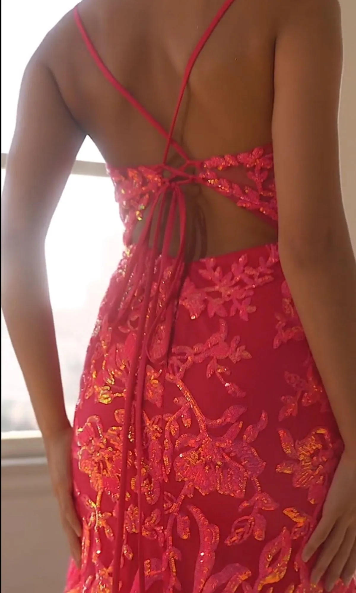 Long Fuchsia Pink Gown CR872 by Ladivine sold by PromGirl product image thumbnail 2