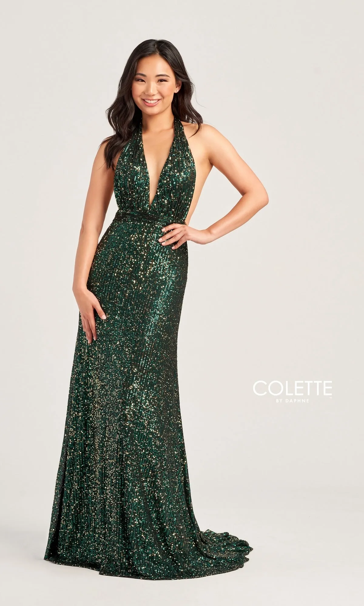 Colette Long Sequin Halter Prom Dress CL5115 sold by PromGirl product image thumbnail 5