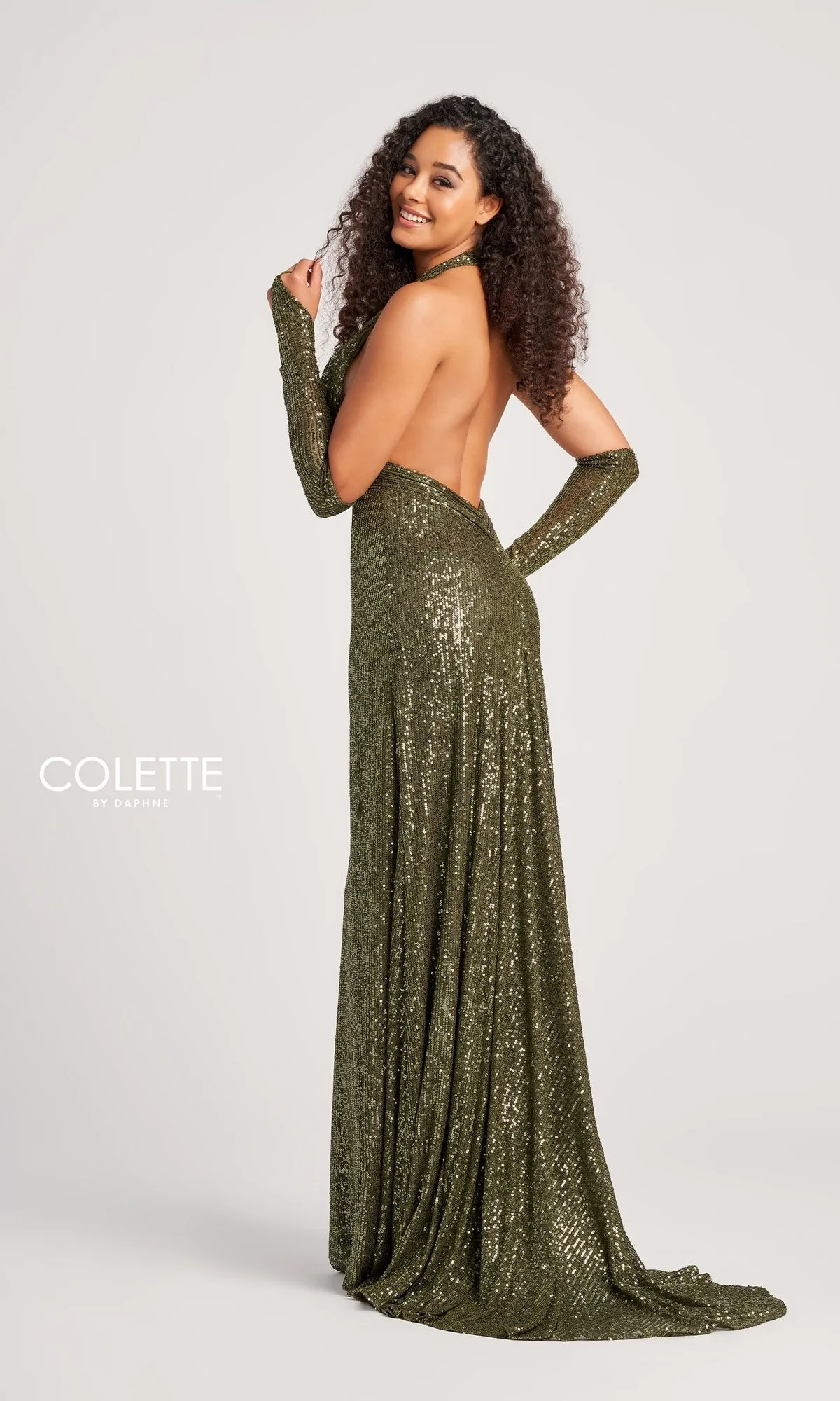 Colette Long Sequin Halter Prom Dress CL5115 sold by PromGirl product image thumbnail 2