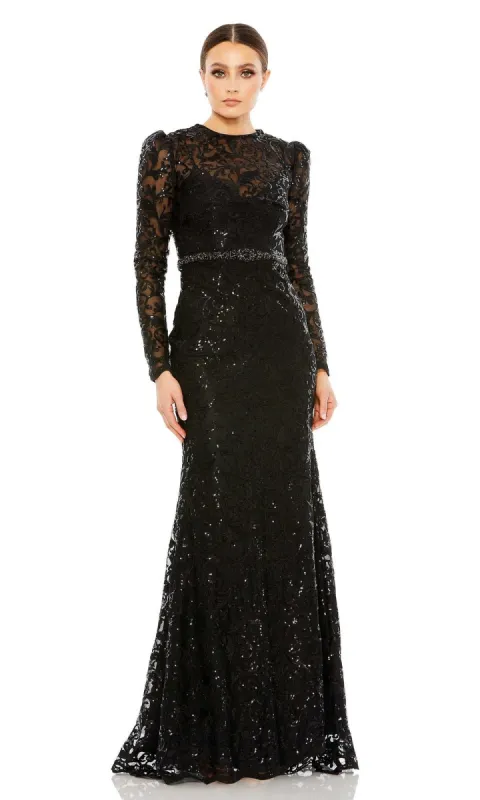 Long Beaded-Lace Formal Dress: Mac Duggal 68011 sold by PromGirl