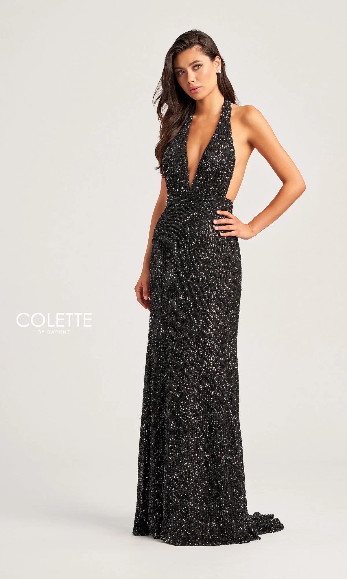 Colette Long Sequin Halter Prom Dress CL5115 sold by PromGirl product image thumbnail 3