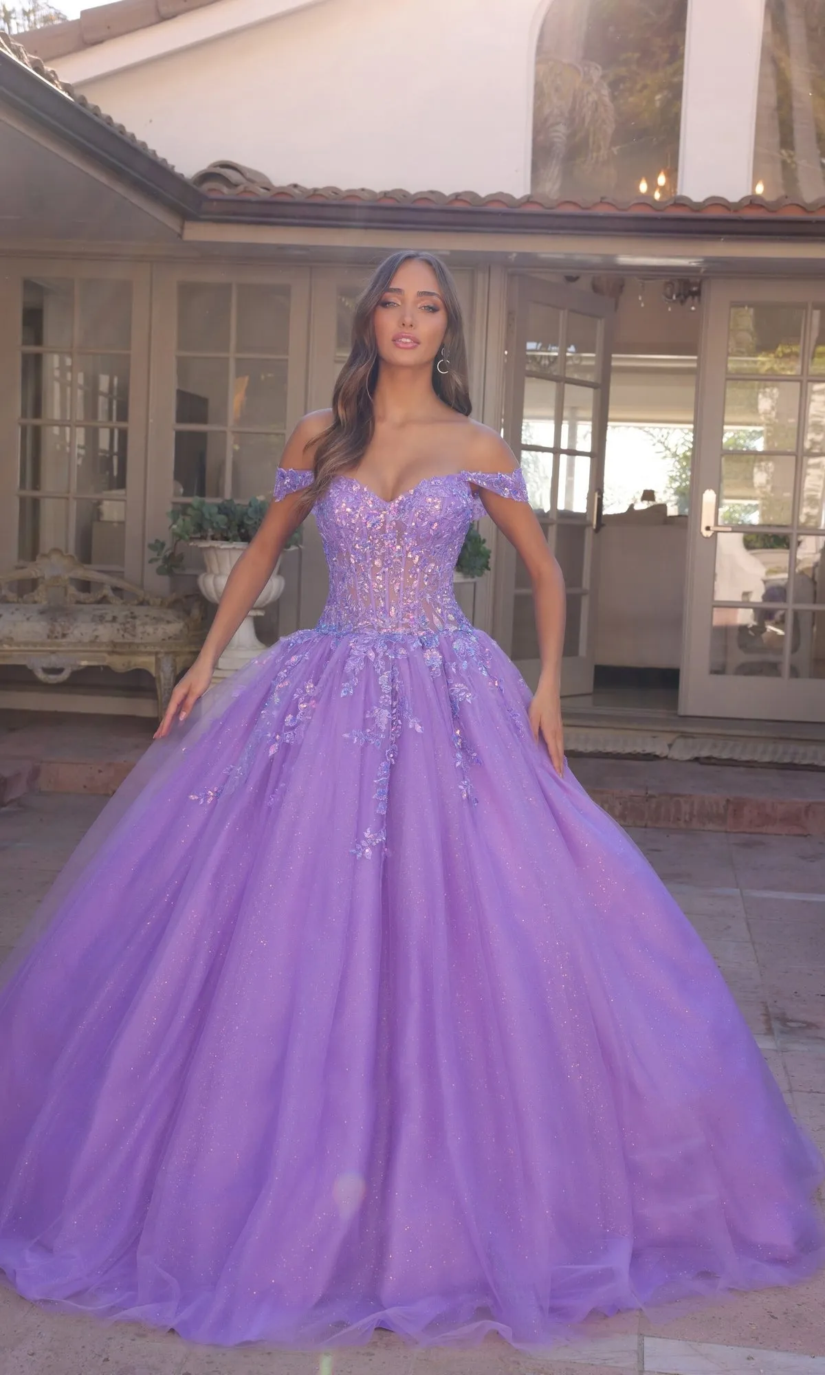 Bright Off-the-Shoulder Long Prom Ball Gown H1349 sold by PromGirl product image thumbnail 3