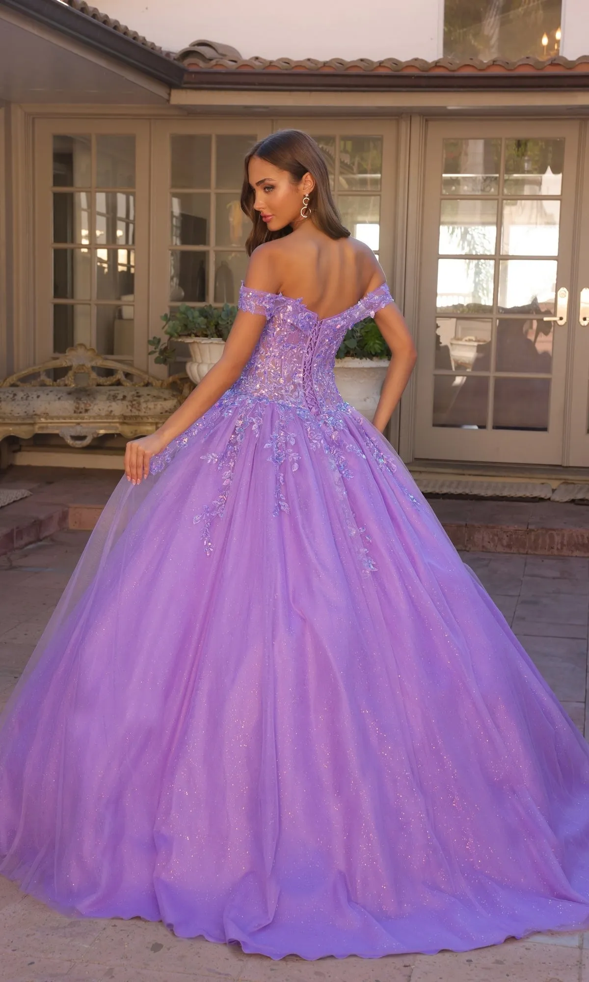 Bright Off-the-Shoulder Long Prom Ball Gown H1349 sold by PromGirl product image thumbnail 4