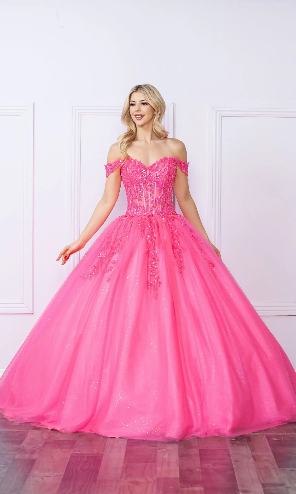 Bright Off-the-Shoulder Long Prom Ball Gown H1349 sold by PromGirl product image thumbnail 5