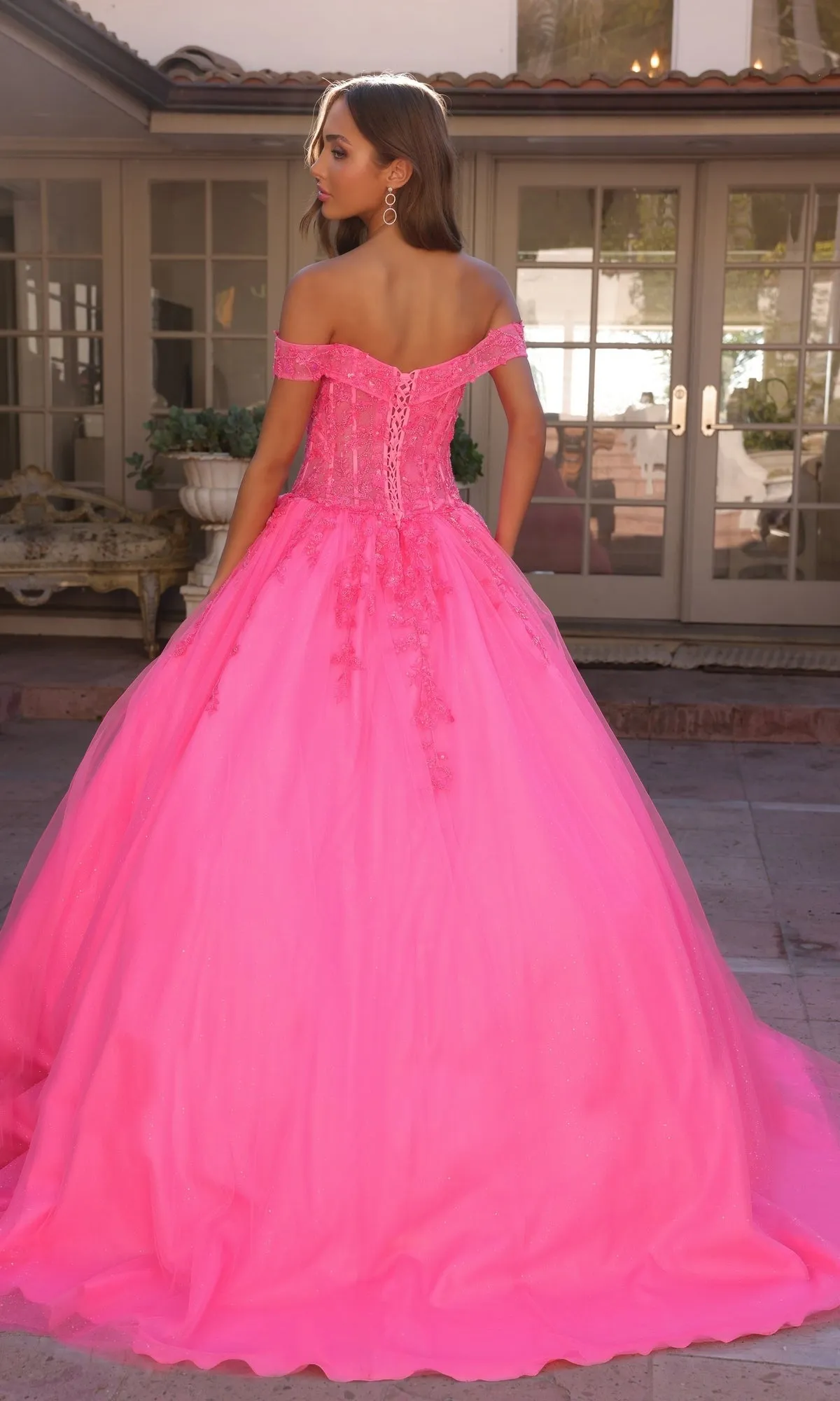 Bright Off-the-Shoulder Long Prom Ball Gown H1349 sold by PromGirl product image thumbnail 2