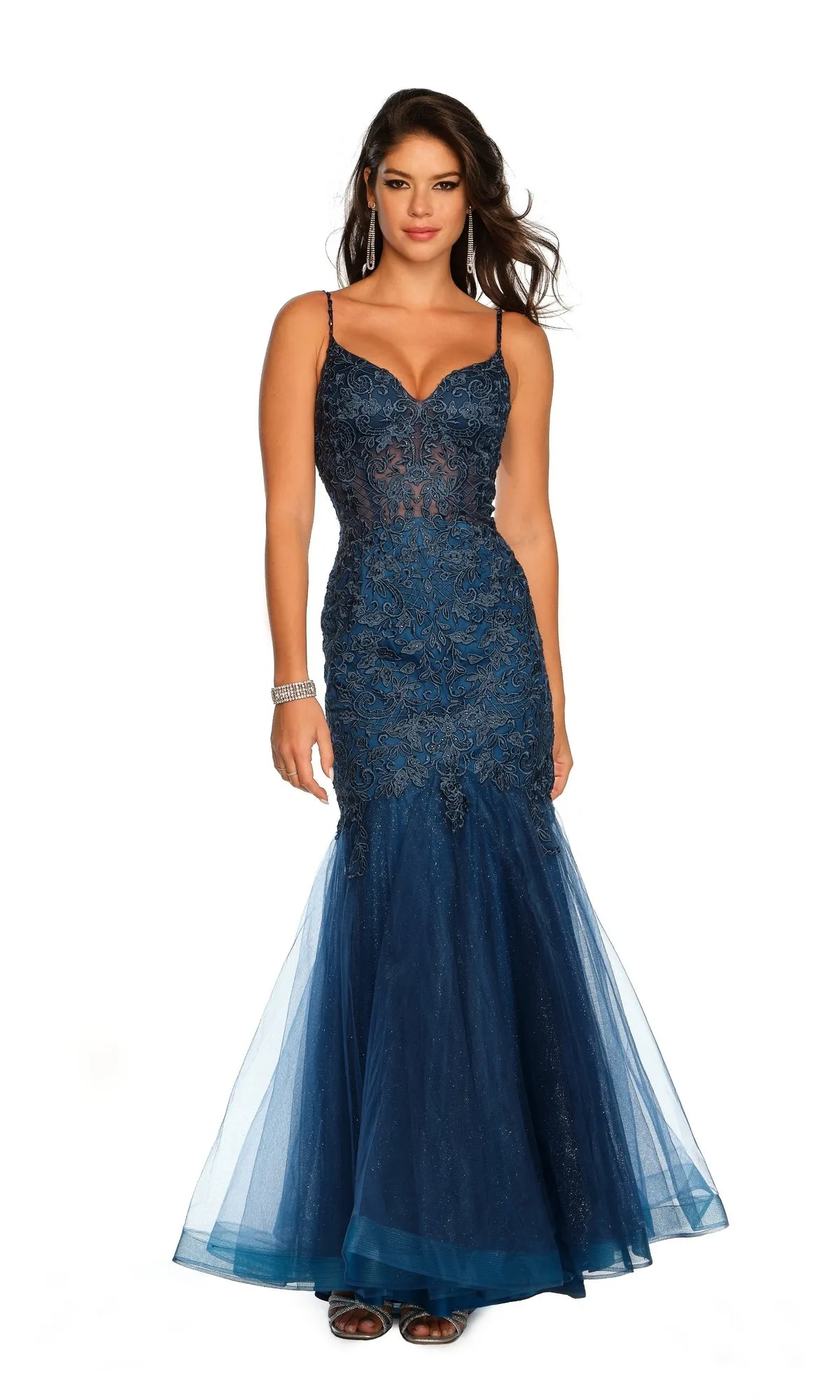 Long Lace Mermaid Prom Dress: Dave & Johnny A10625 sold by PromGirl product image thumbnail 3