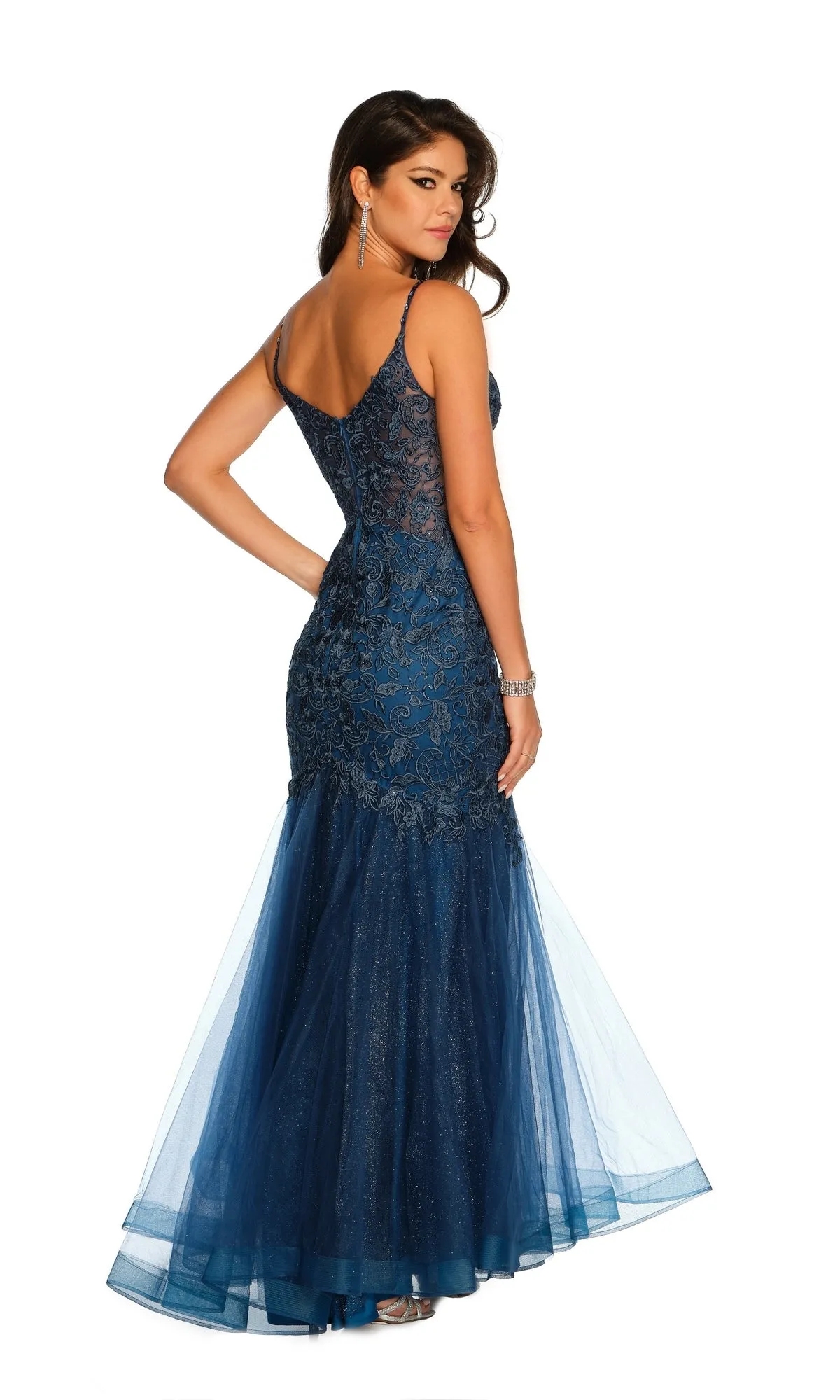 Long Lace Mermaid Prom Dress: Dave & Johnny A10625 sold by PromGirl product image thumbnail 2