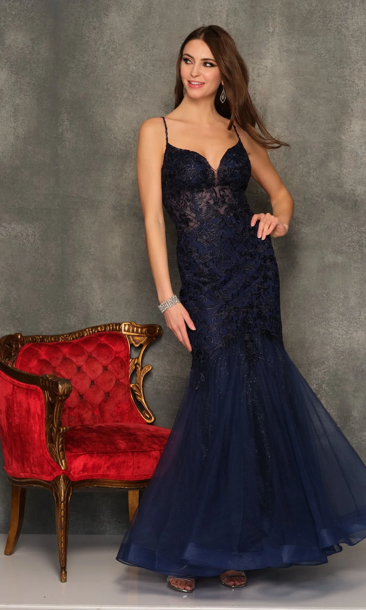 Long Lace Mermaid Prom Dress: Dave & Johnny A10625 sold by PromGirl