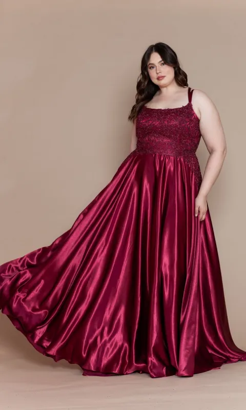 Lace-Bodice Plus-Size Long A-Line Prom Dress W1094 sold by PromGirl