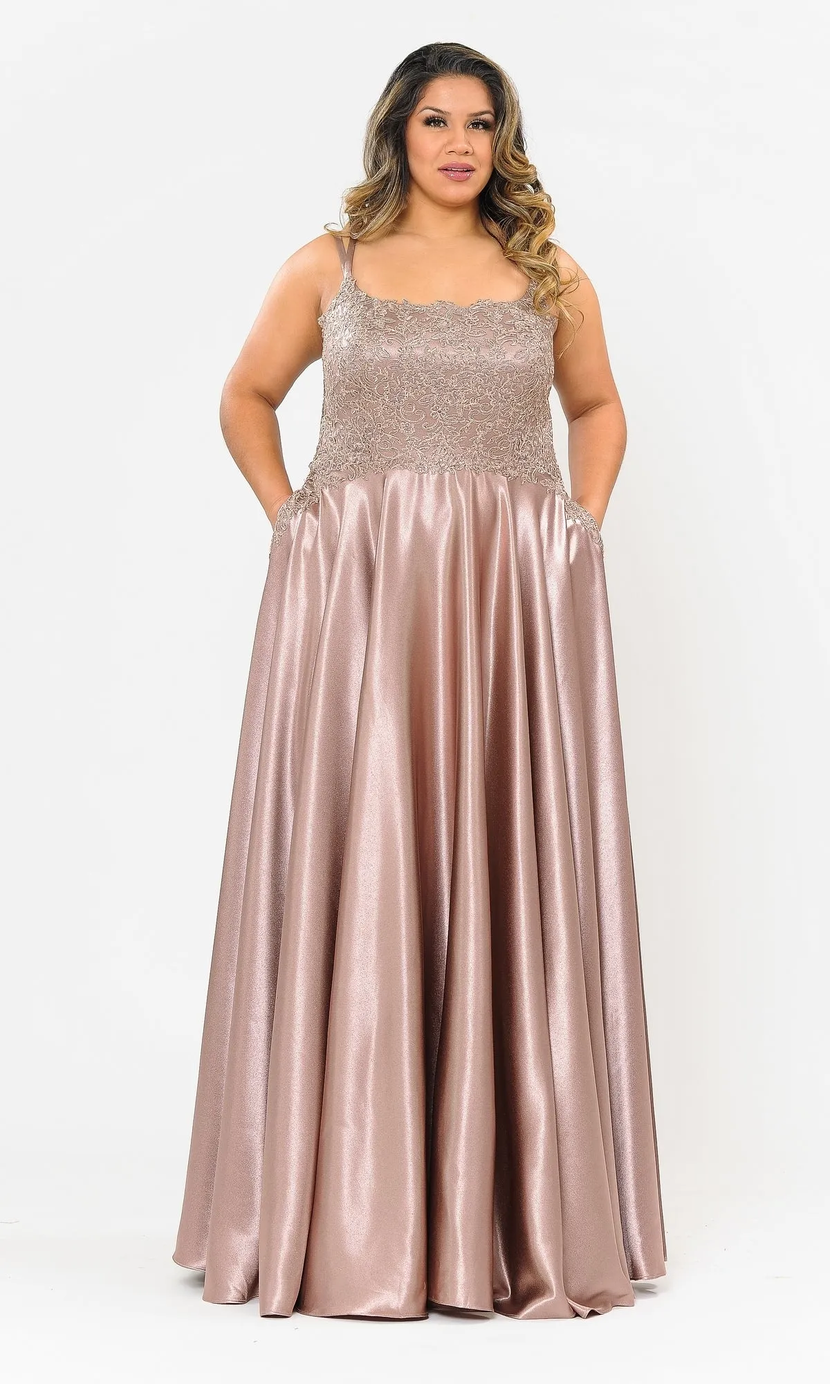 Lace-Bodice Plus-Size Long A-Line Prom Dress W1094 sold by PromGirl product image thumbnail 3
