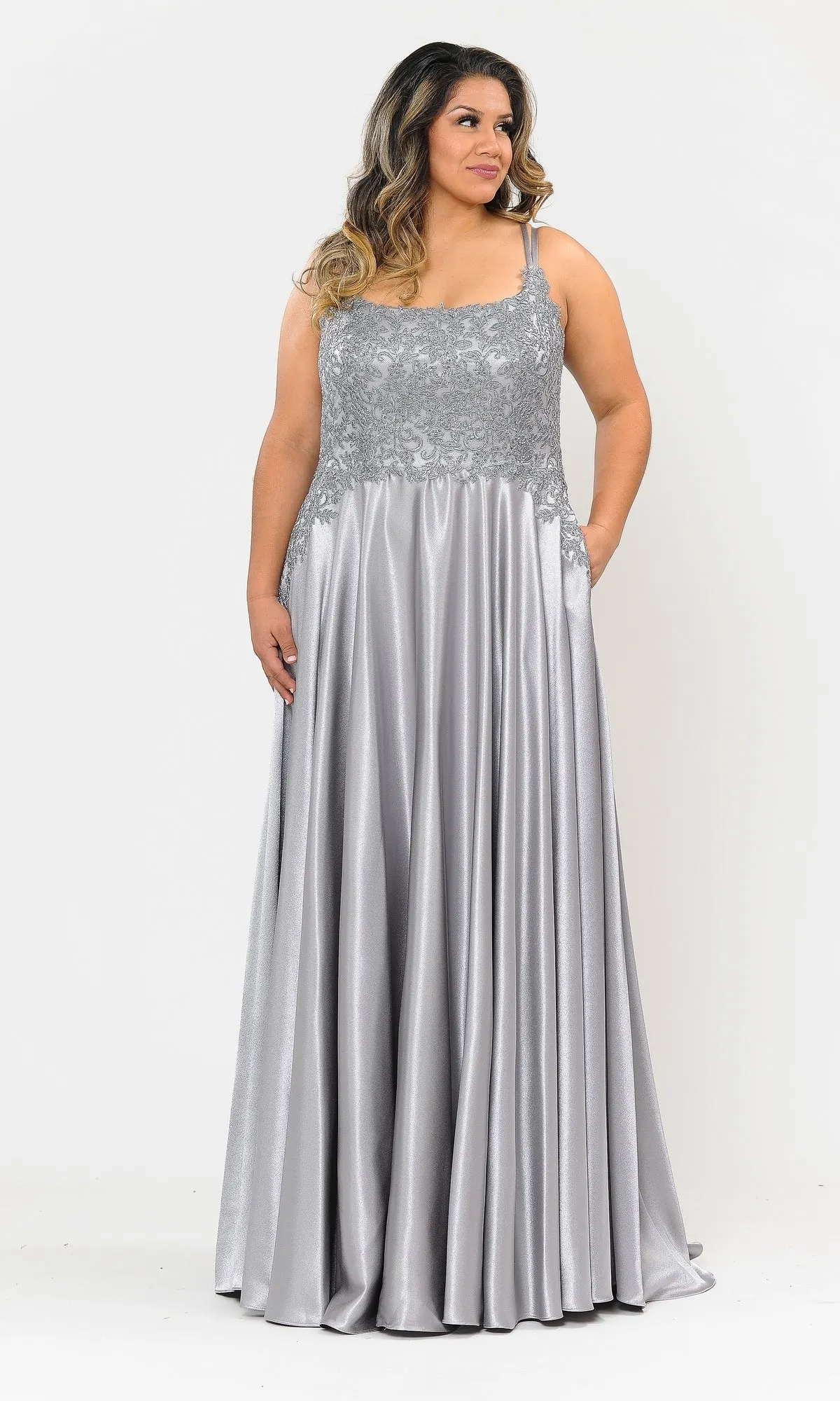 Lace-Bodice Plus-Size Long A-Line Prom Dress W1094 sold by PromGirl product image thumbnail 5