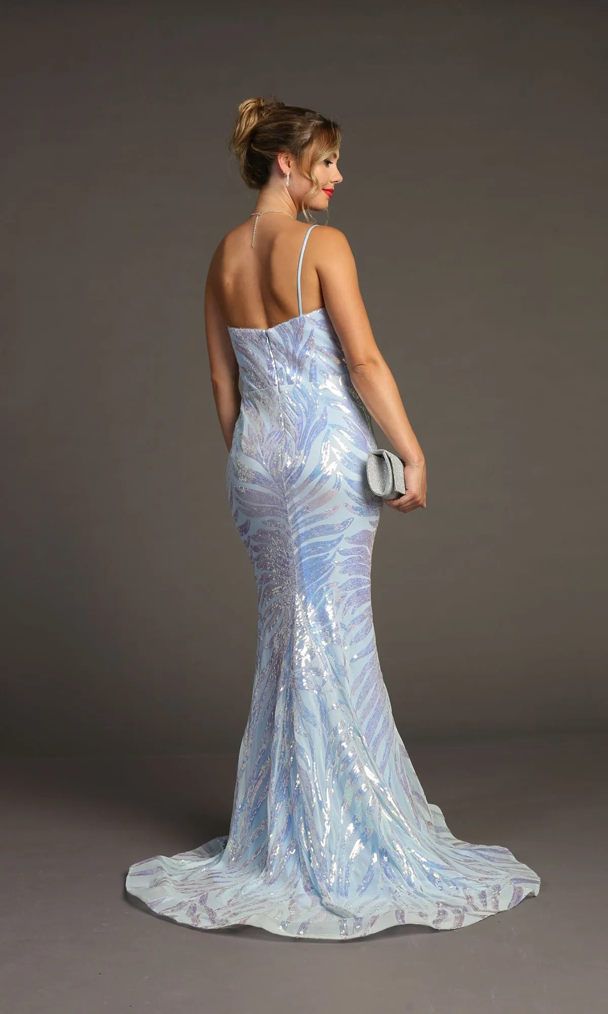Sequin-Print One-Shoulder Prom Dress: Chicas C823 sold by PromGirl product image thumbnail 2
