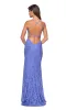 Backless Floral Lace Prom Dress: La Femme 27614 sold by PromGirl
