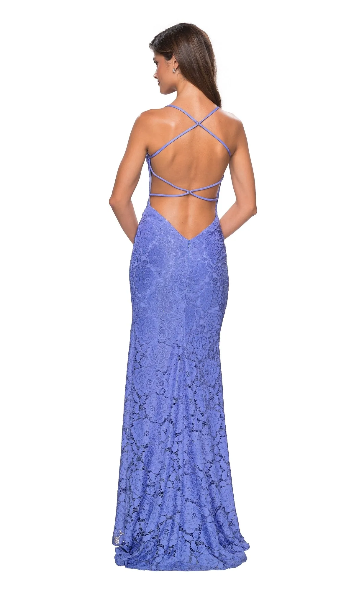 Backless Floral Lace Prom Dress: La Femme 27614 sold by PromGirl product image thumbnail 2