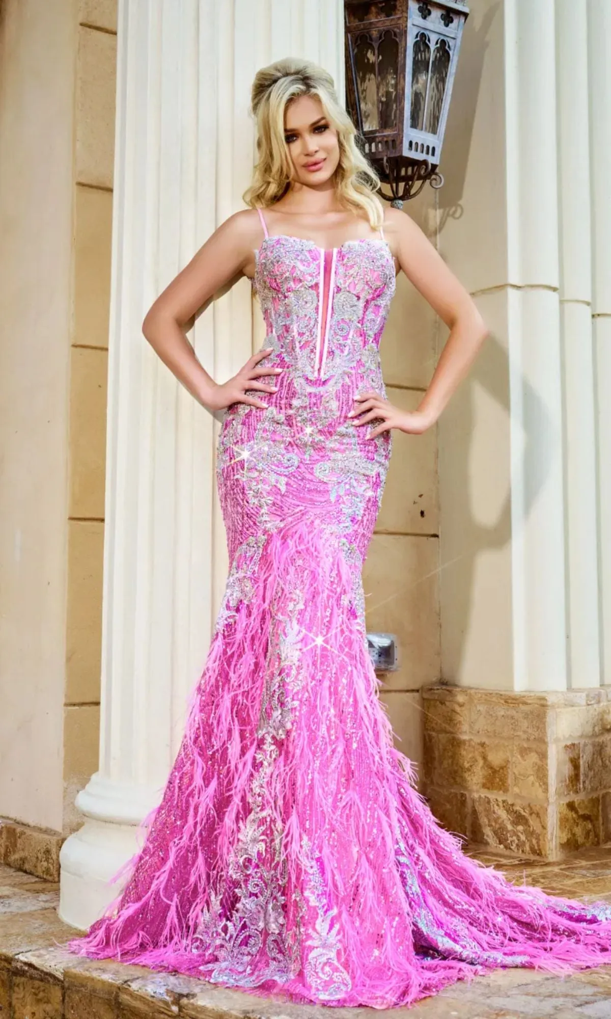 Long Pink Prom Dress: Portia and Scarlett PS24254 sold by PromGirl