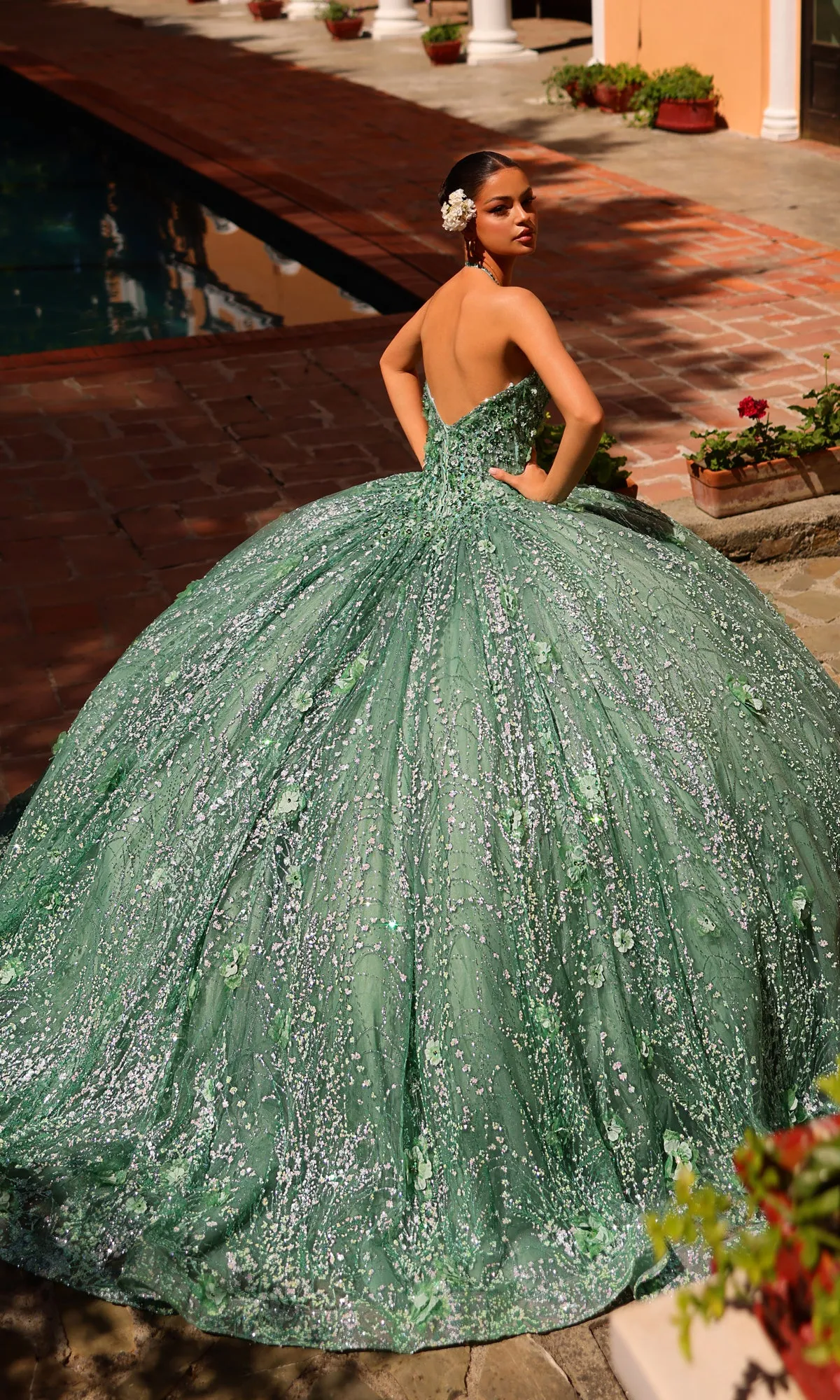Amarra 54248 Ball Gown Quinceañera Dress with Cape sold by PromGirl product image thumbnail 2