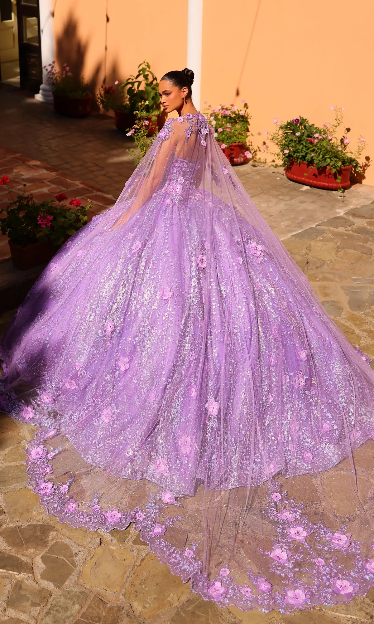 Amarra 54248 Ball Gown Quinceañera Dress with Cape sold by PromGirl product image thumbnail 4