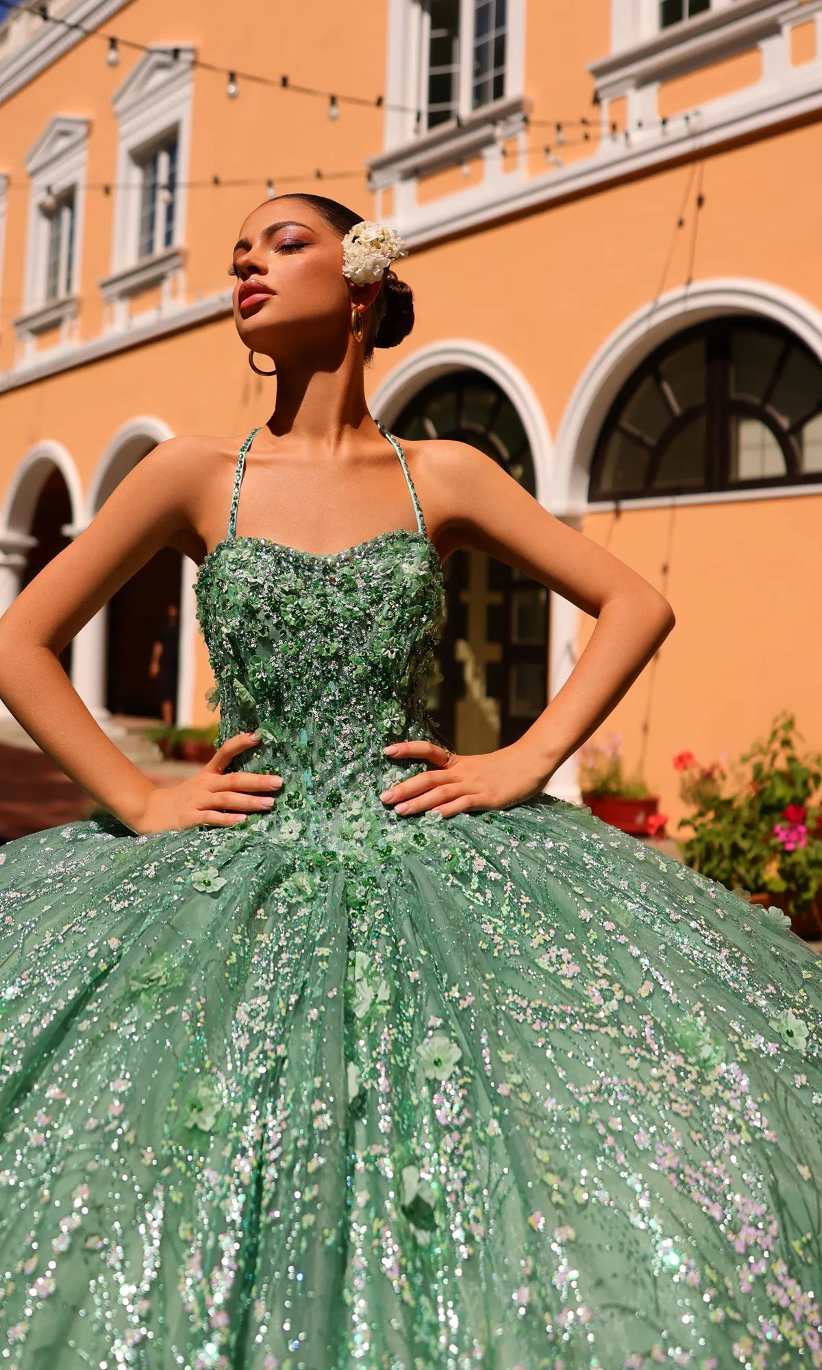 Amarra 54248 Ball Gown Quinceañera Dress with Cape sold by PromGirl product image thumbnail 5
