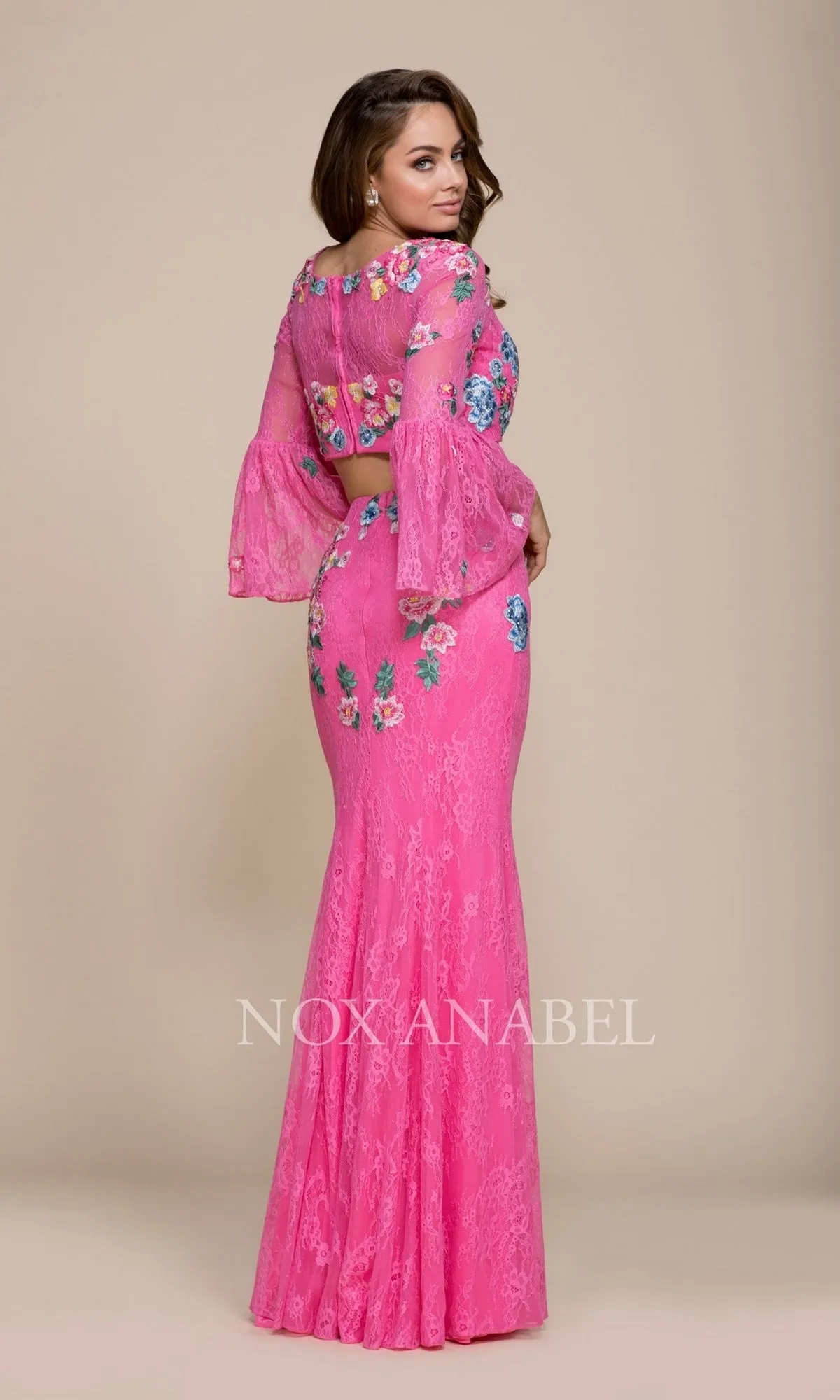 Two Piece Prom Dress With Bell Sleeves sold by PromGirl product image thumbnail 4