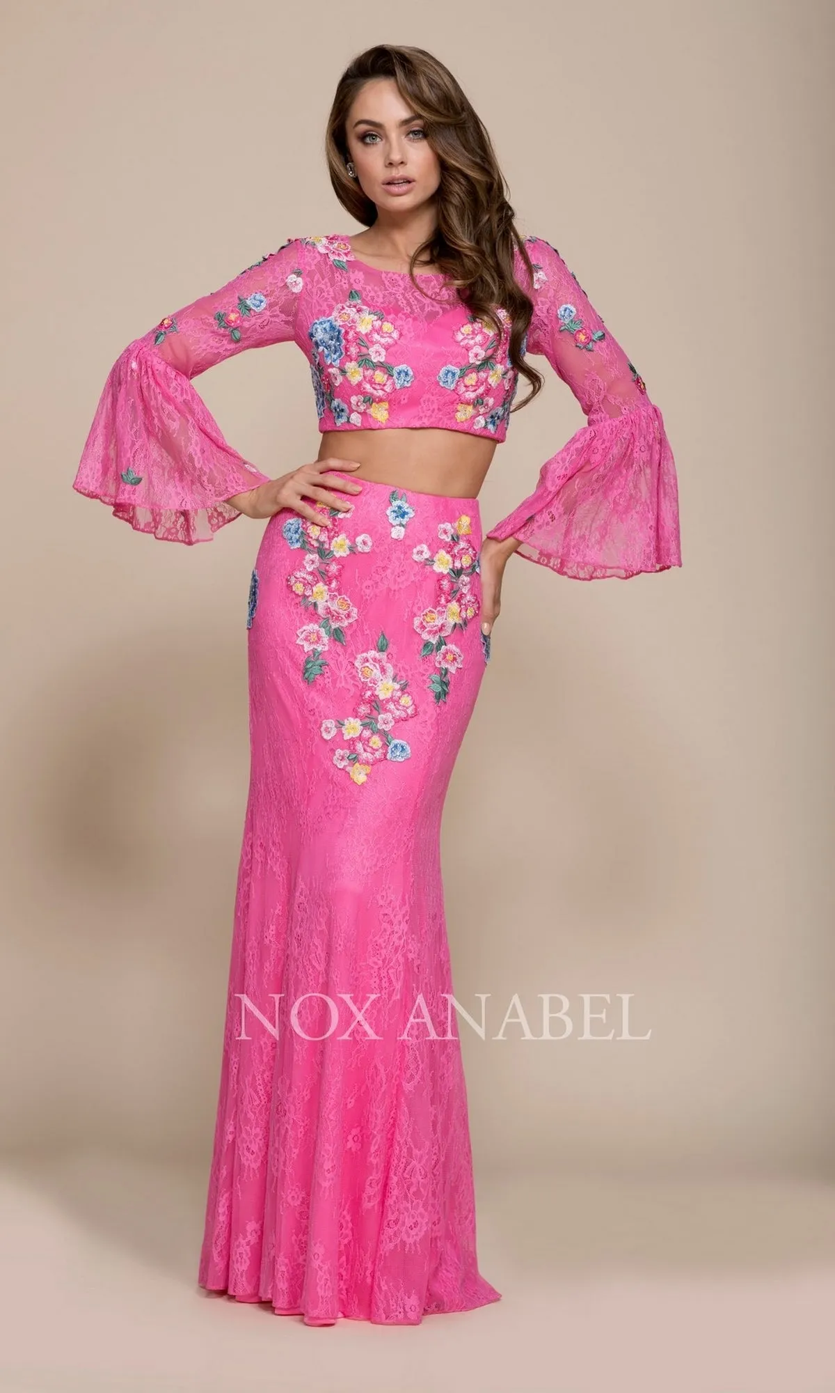 Two Piece Prom Dress With Bell Sleeves sold by PromGirl product image thumbnail 3