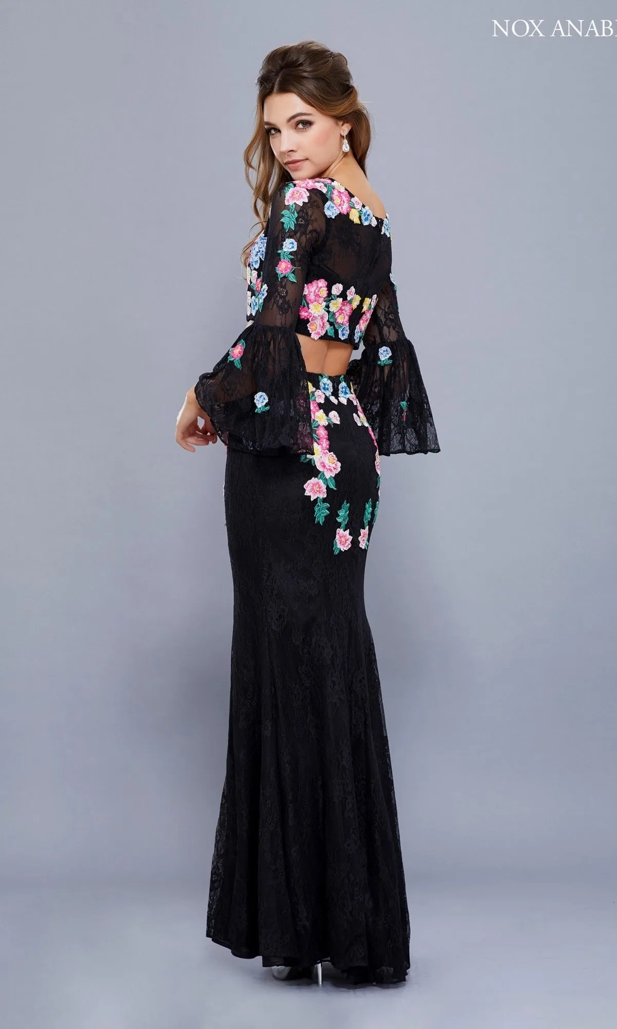 Two Piece Prom Dress With Bell Sleeves sold by PromGirl product image thumbnail 2