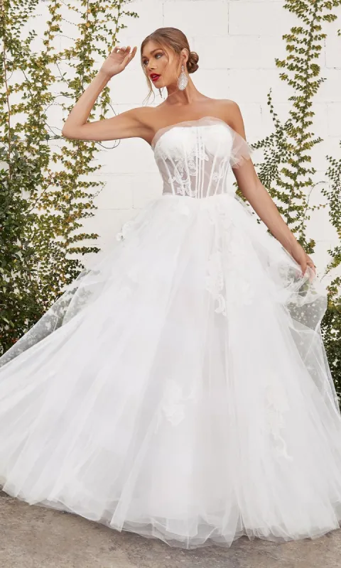 Ladivine White Strapless Ball Gown A1050W sold by PromGirl
