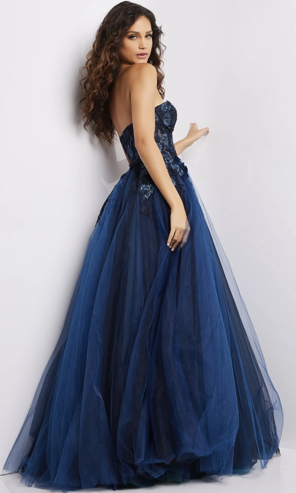 Jovani Strapless Navy Blue Long Prom Dress 23641 sold by PromGirl product image thumbnail 2