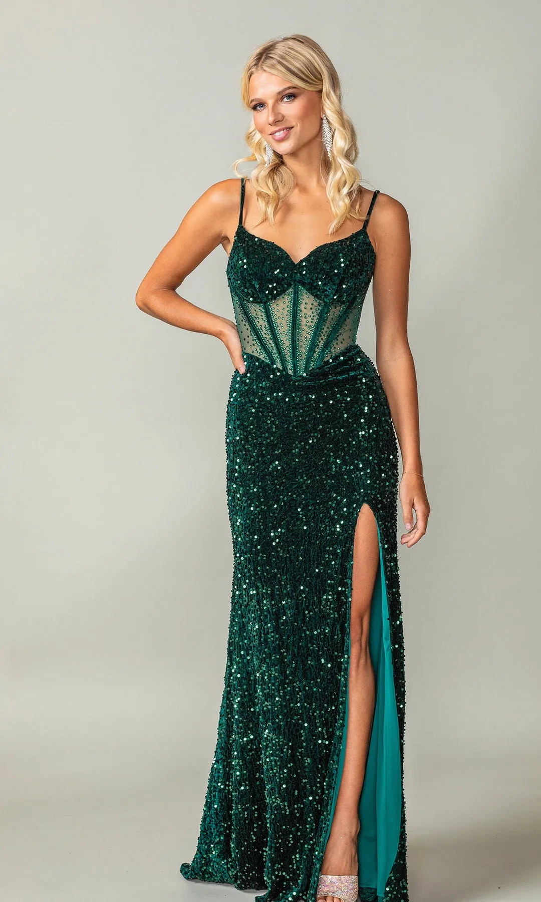 Lace-Up Long Sequin Prom Dress: Dancing Queen 4360 sold by PromGirl product image thumbnail 4