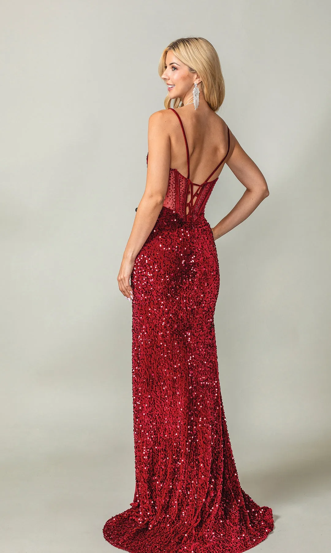 Lace-Up Long Sequin Prom Dress: Dancing Queen 4360 sold by PromGirl product image thumbnail 2