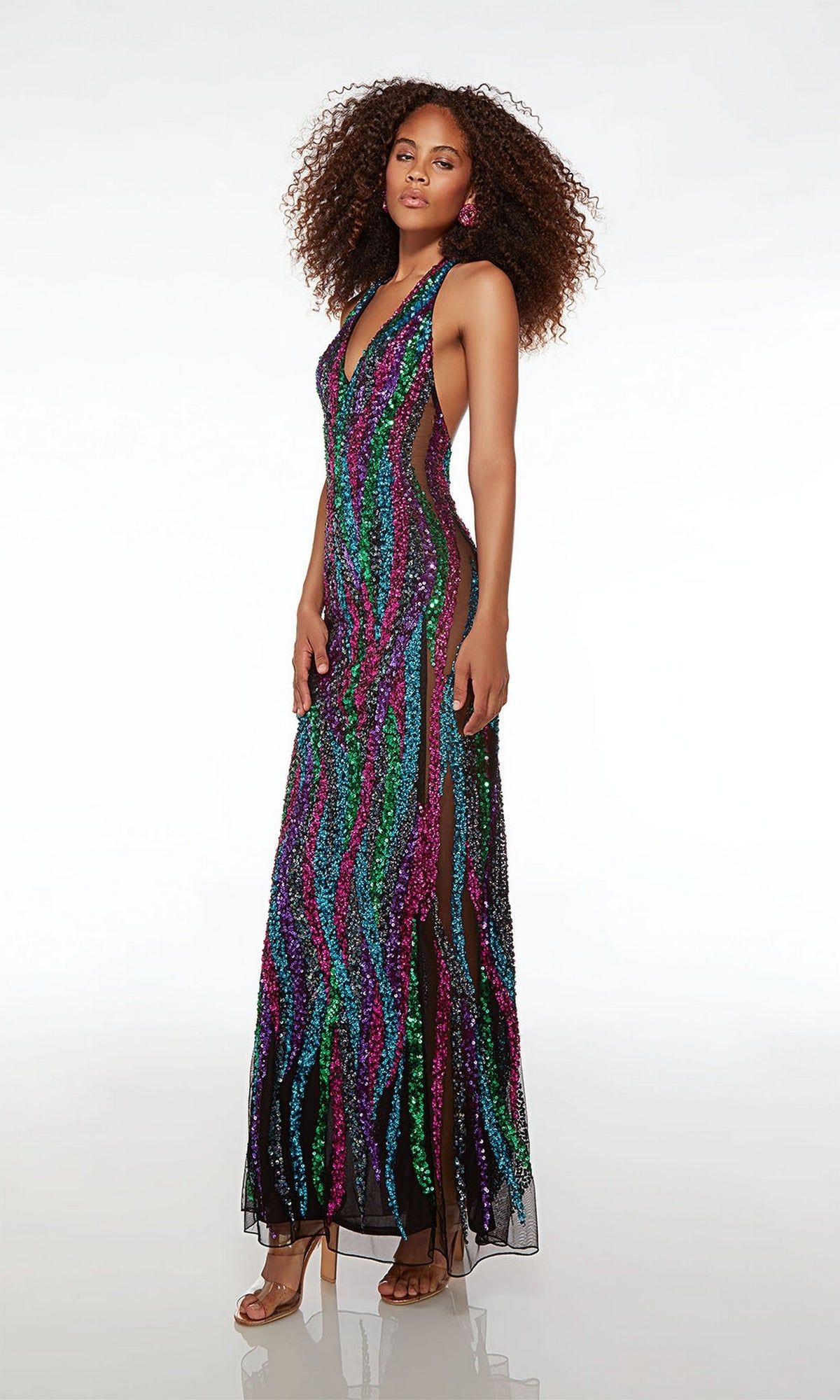 Alyce Long Sequin Halter Prom Dress 61584 sold by PromGirl product image thumbnail 3