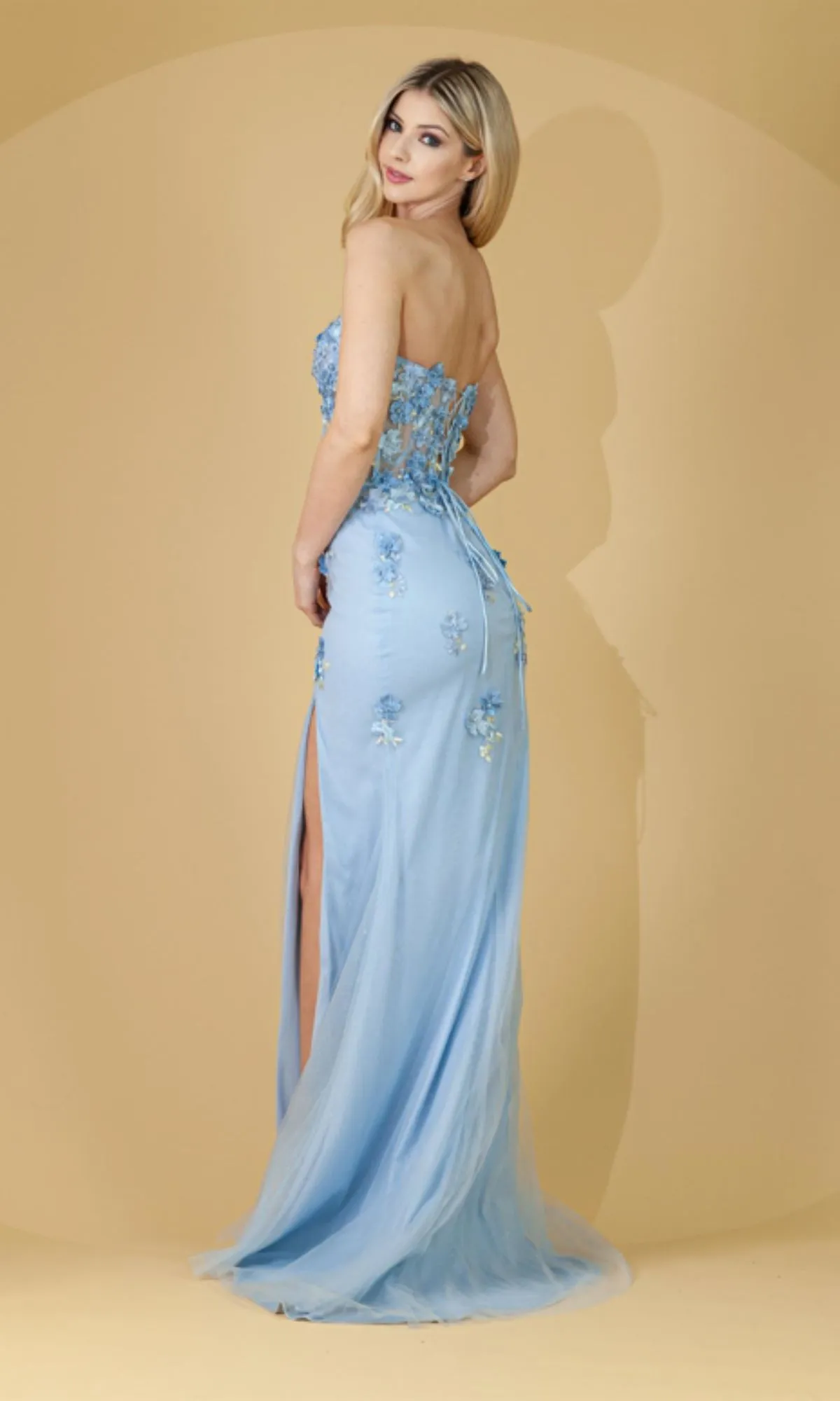 Amelia Couture Floral Sheer-Bodice Prom Dress BZ9019 sold by PromGirl product image thumbnail 2