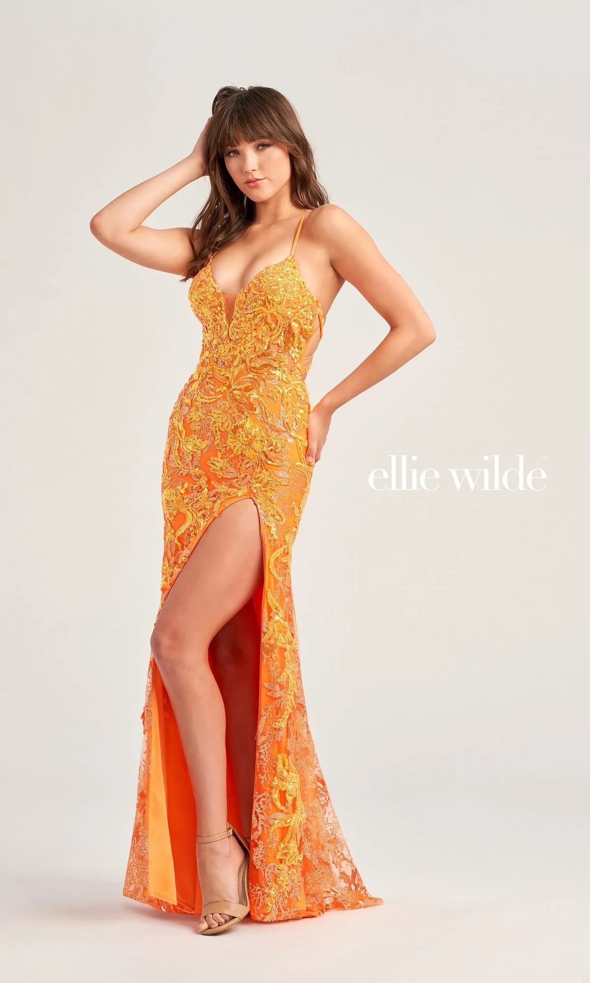 Cracked Ice Ellie Wilde Long Prom Dress EW35060 sold by PromGirl product image thumbnail 3
