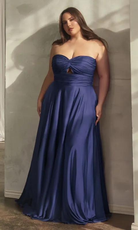 Plus-Size Strapless Sweetheart Prom Dress 7496C sold by PromGirl