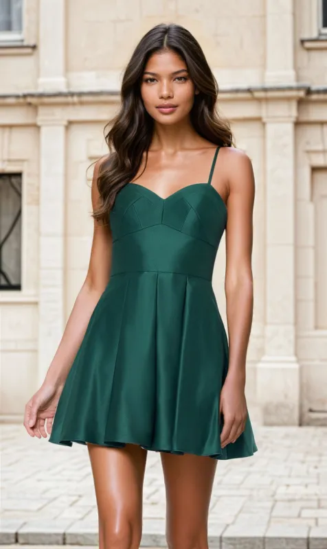 Short Satin A-Line Homecoming Dress 4200BN sold by PromGirl